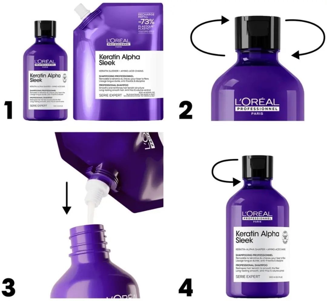L'Oréal Professionnel Keratin Alpha Sleek Shampoo Navulling 500ml - afbeelding 6 van 6