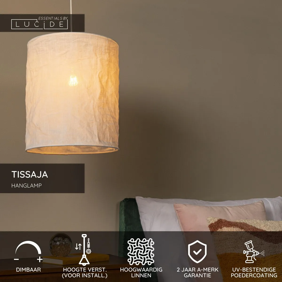 Lucide TISSAJA Hanglamp Ø30cm - 1xE27 - Wit