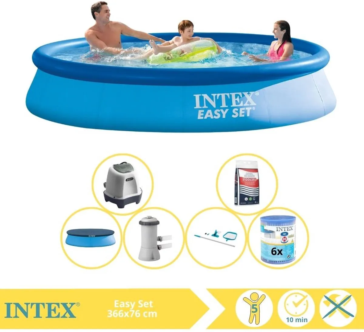 Intex Easy Set 28130NP Opblaaszwembad 366x76cm - Blauw - 5621L