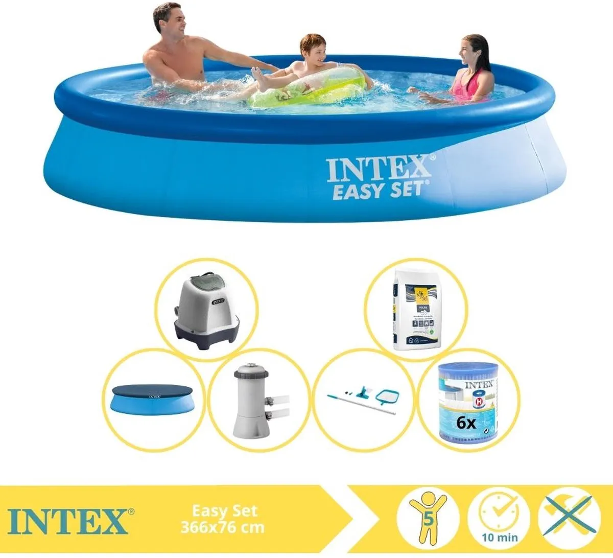 Intex Easy Set 28130NP Opblaaszwembad 366x76cm - Blauw - 5621L