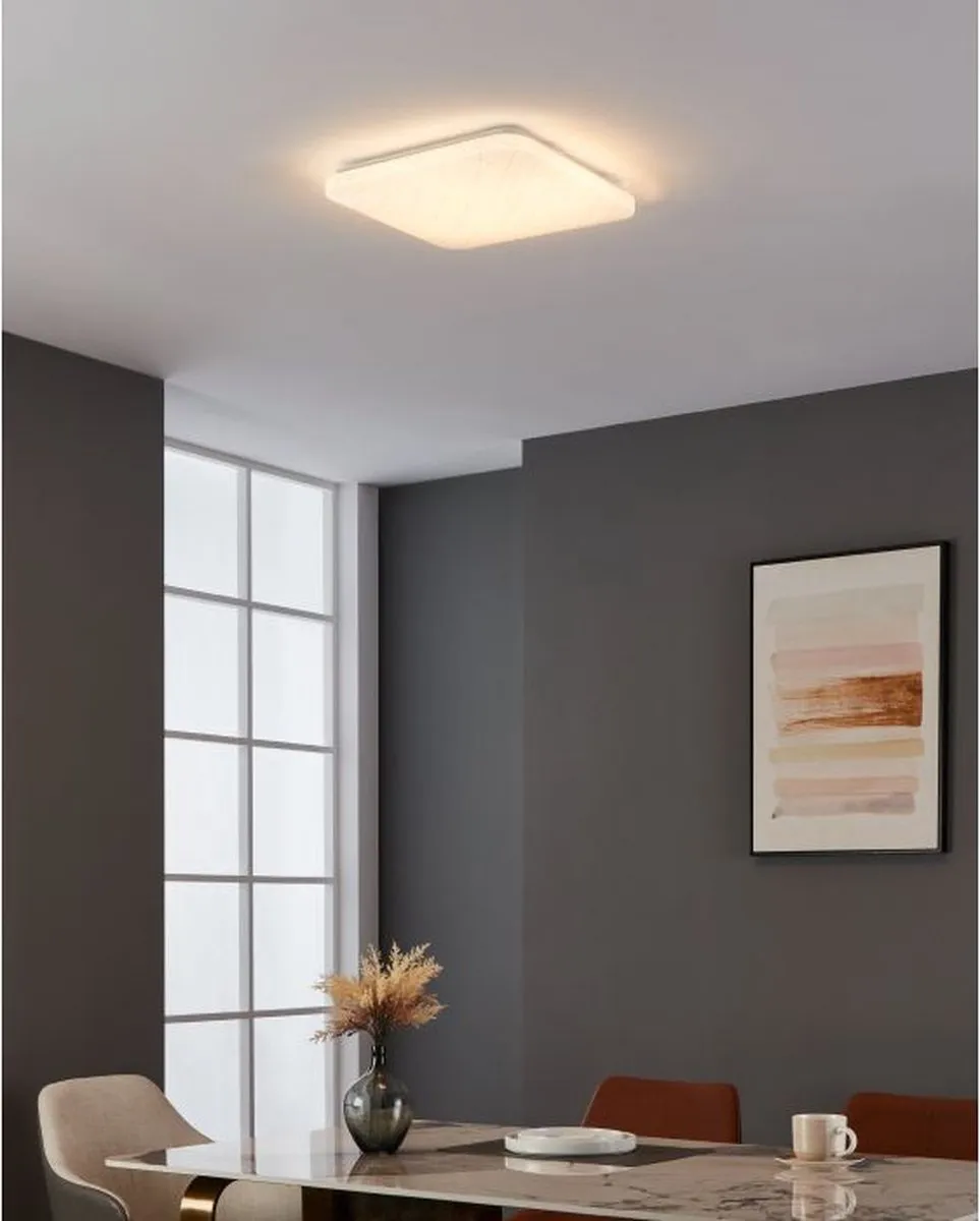 Eglo Rende Plafondlamp LED 38cm - Wit/Zilver