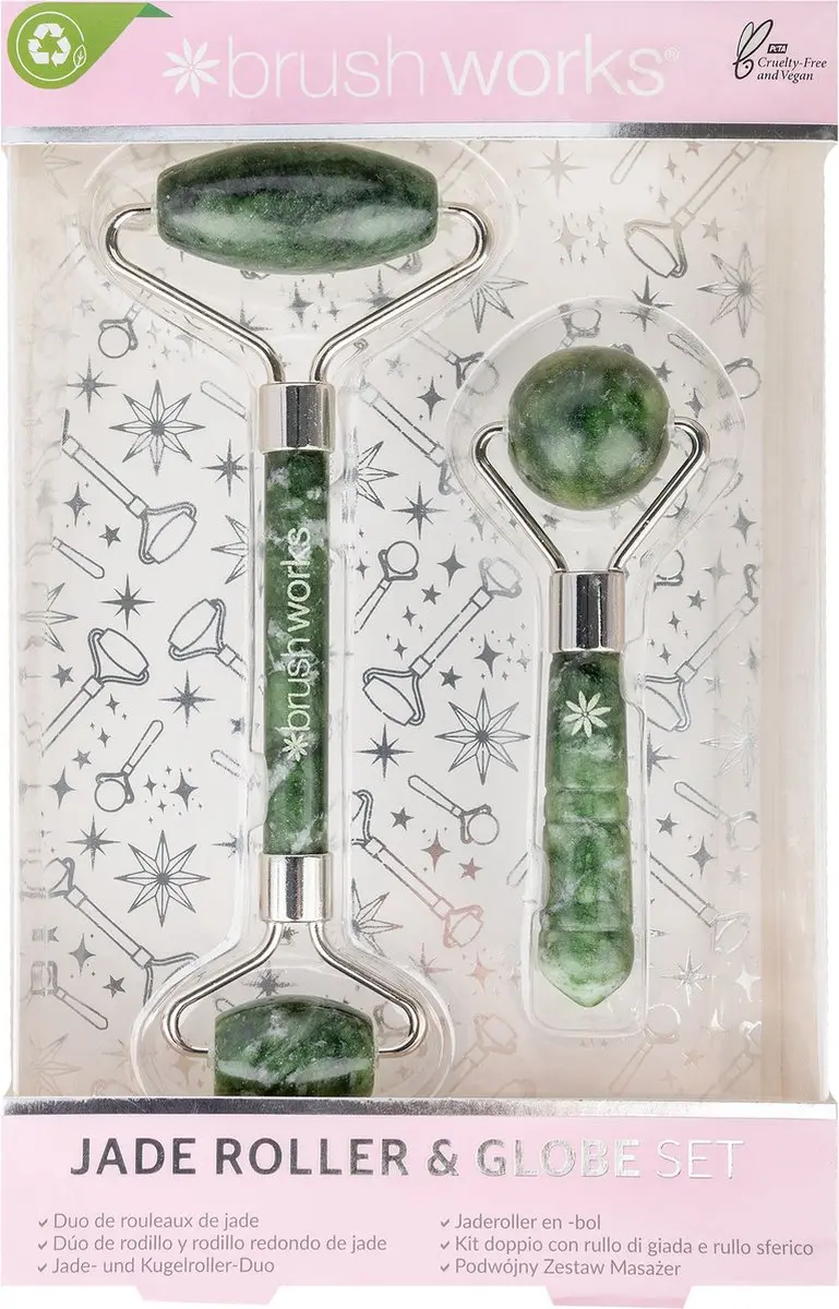 Brushworks Jade Roller & Globe Set - 2 Stuks - Groen