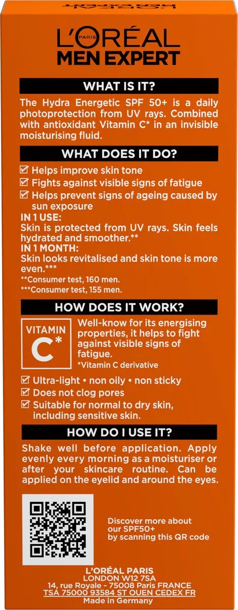 L'Oréal Paris Men Expert Hydra Energetic UV Fluid SPF50+ 50ml