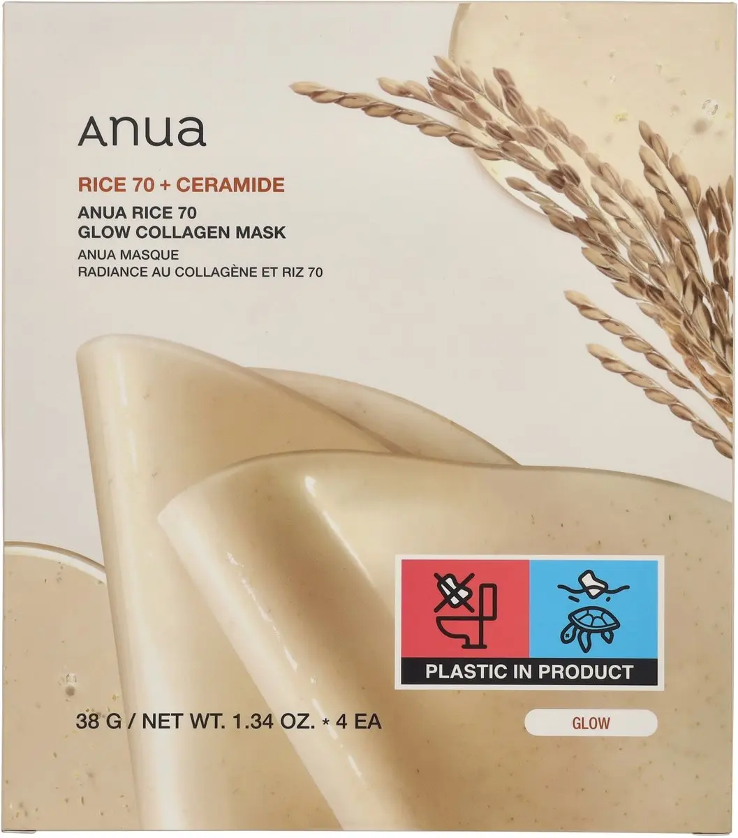 Anua Rice 70 Ceramide Glow Collagen Mask - 4x38g