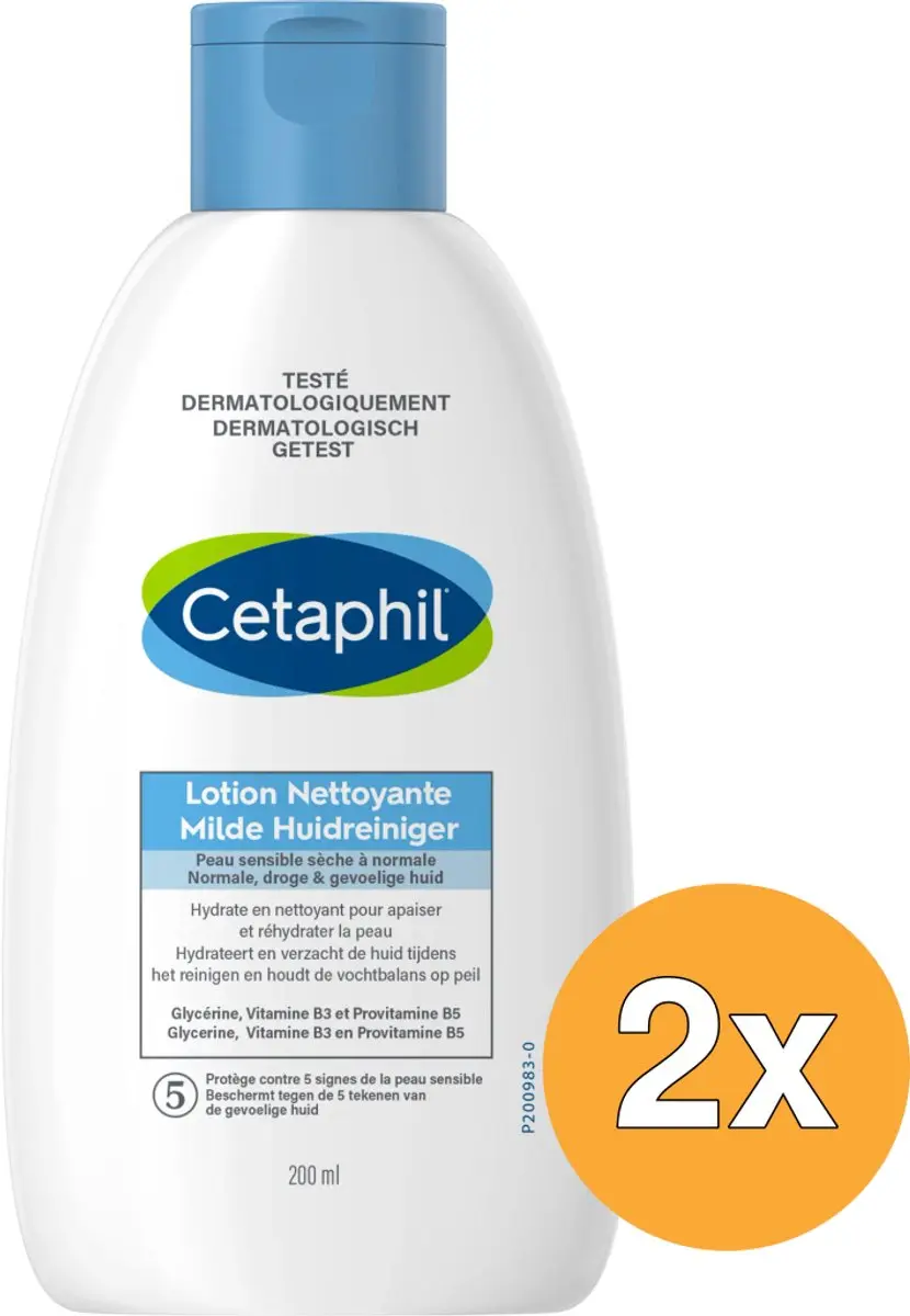 Cetaphil Milde Huidreiniger 200ml - 2 Stuks