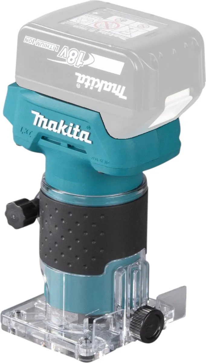 Makita DRT52RFJ Accu-kantenfrees 18V - 6mm Borstelloos - 2x 3.0Ah + Lader - Turquoise