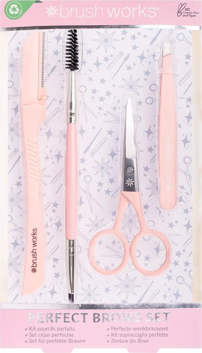 Brushworks Perfect Brows Set - 5 Stuks - Roze