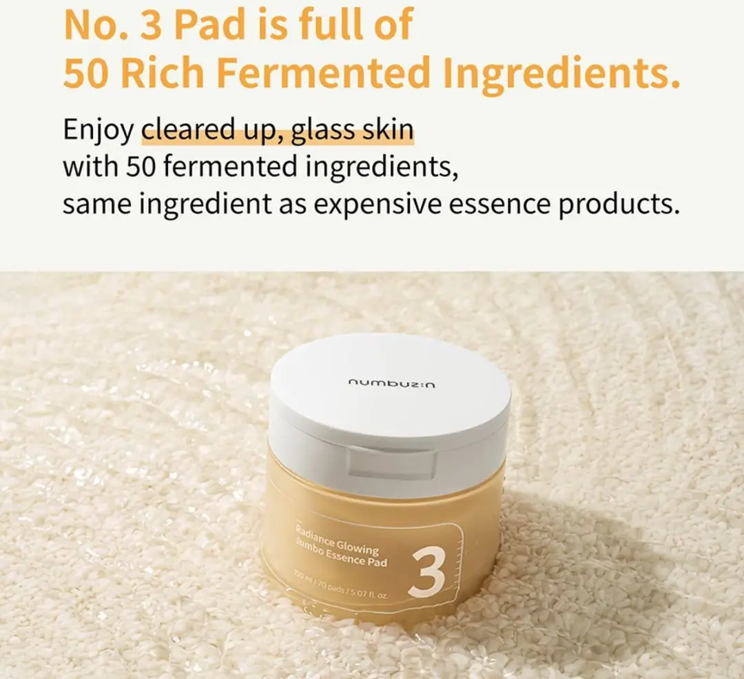 Numbuzin No.3 Radiance Glowing Jumbo Essence Pad 150ml - afbeelding 6 van 6