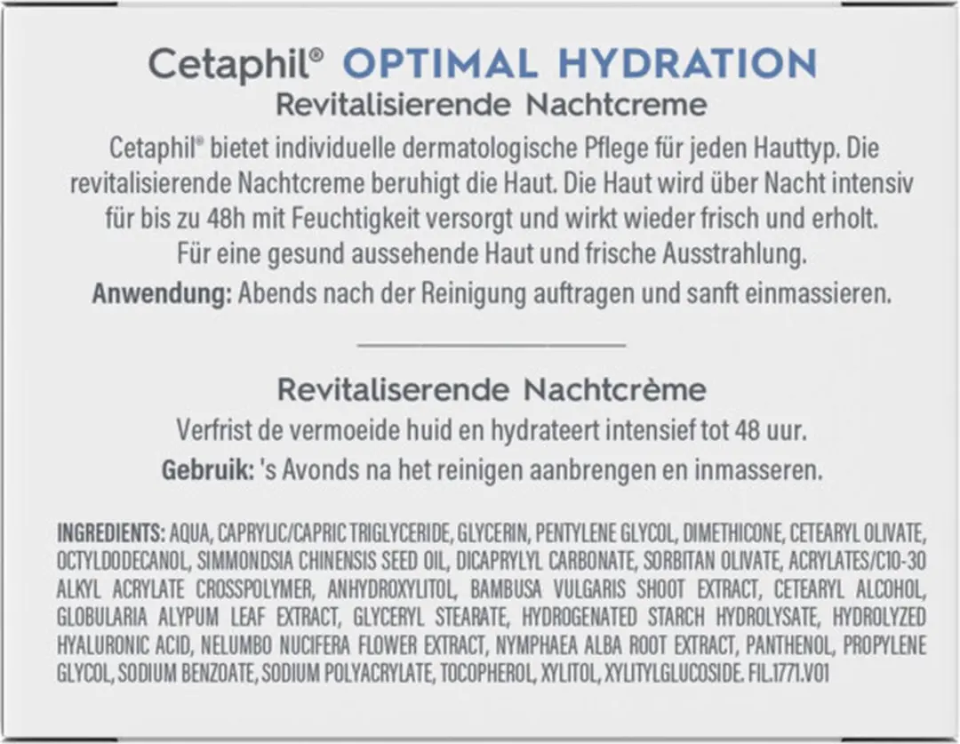 Cetaphil Optimal Hydration Nachtcrème - 4x48g