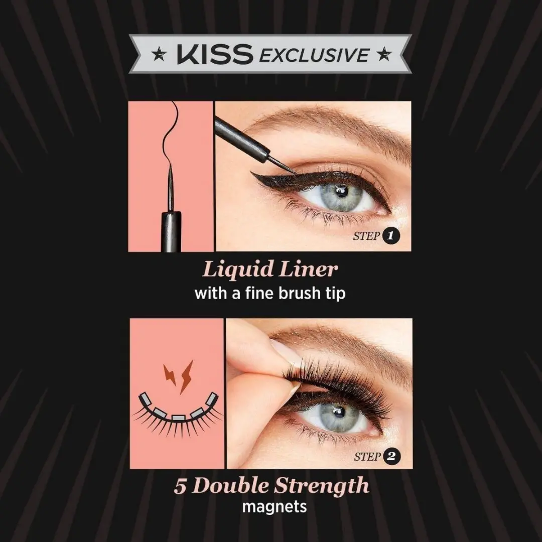 Kiss Wimpers Magnetic Eyeliner Nep Wimpers - Zwart