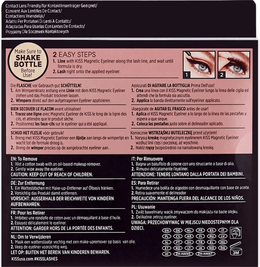 Kiss Wimpers Magnetic Eyeliner Nep Wimpers - Zwart