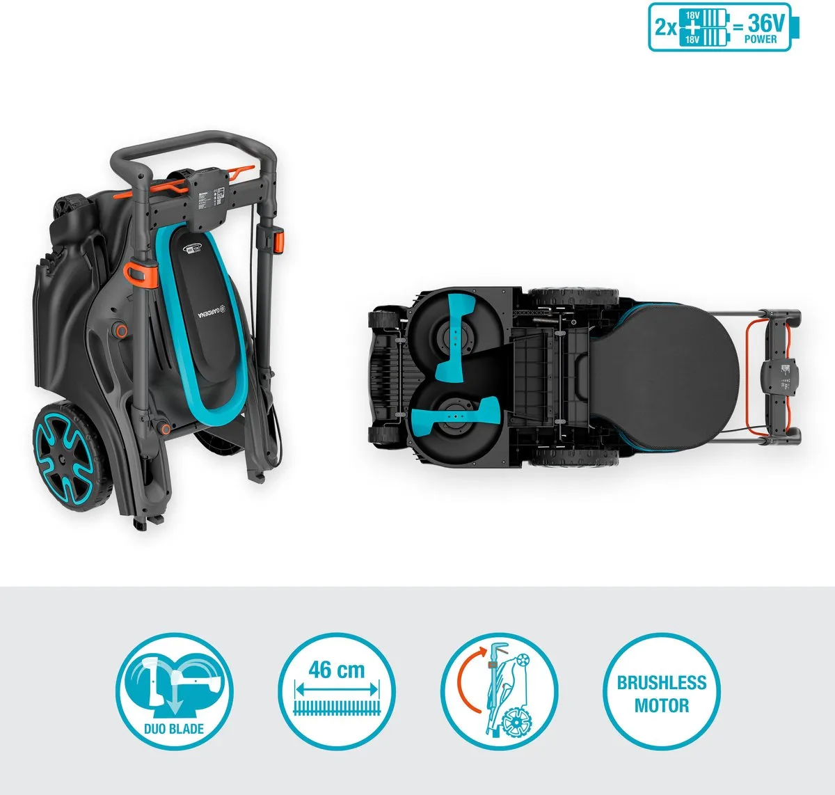 Gardena PowerMax Duo 46/36V Grasmaaier - 50L