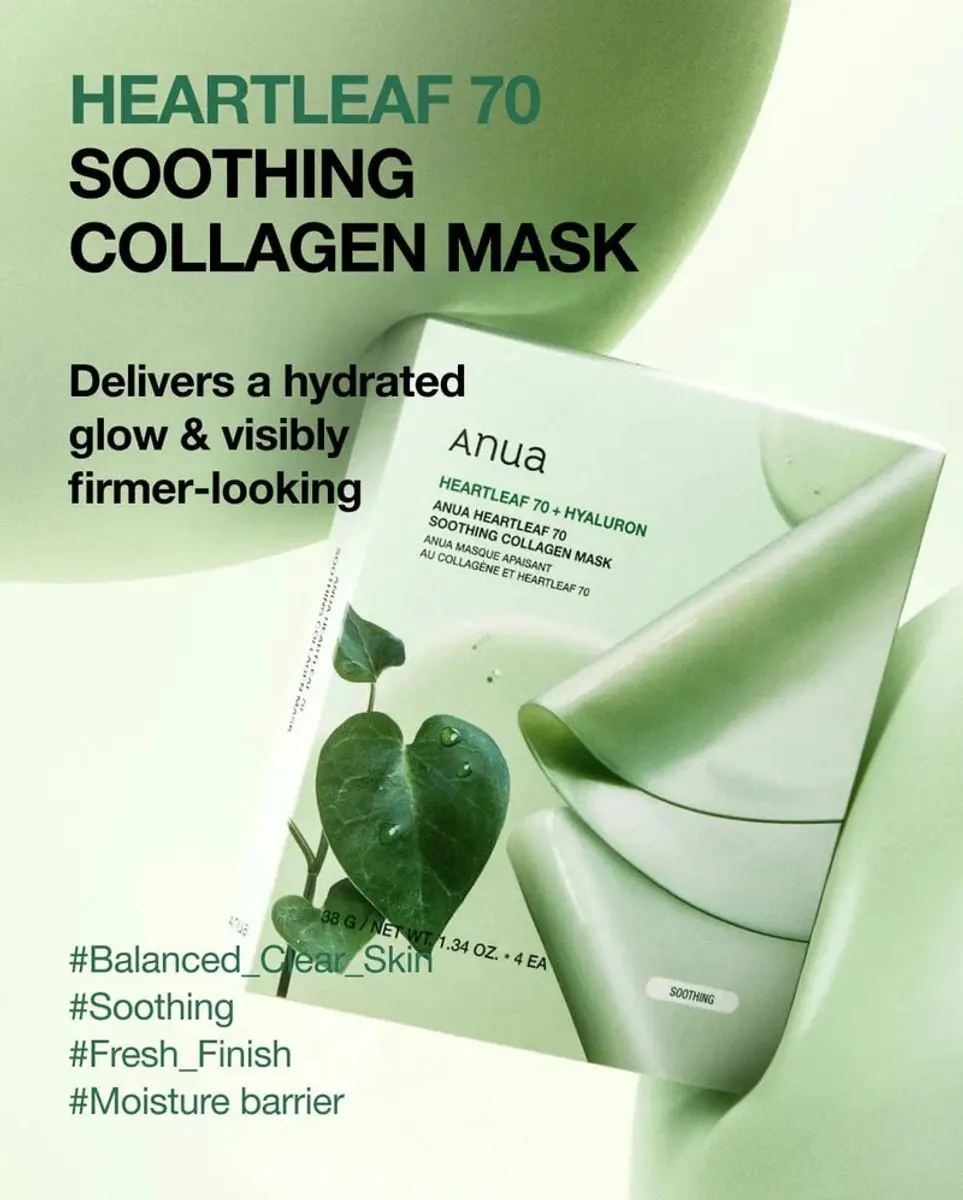Anua Heartleaf 70 Collagen Mask - 4 Stuks