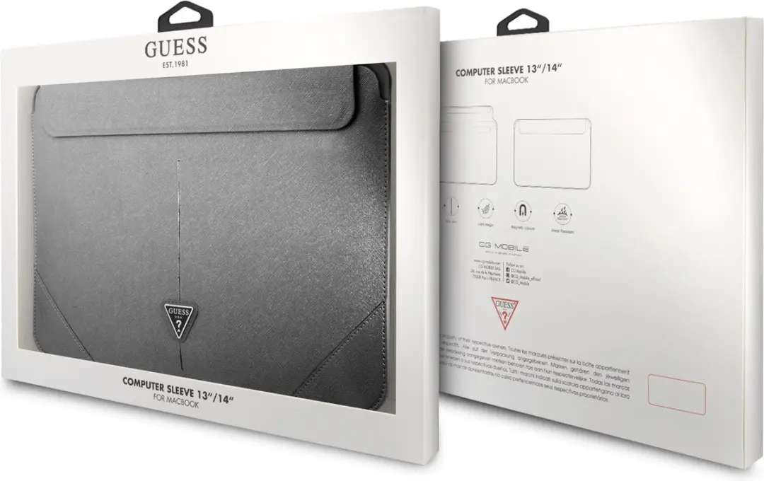 Guess Saffiano Laptoptas GUCS14PSATLG - 14 inch - Zilver