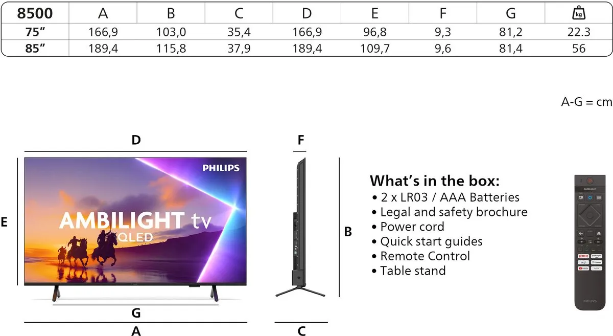 Philips 85PUS8500/12 85 inch QLED TV - Zwart