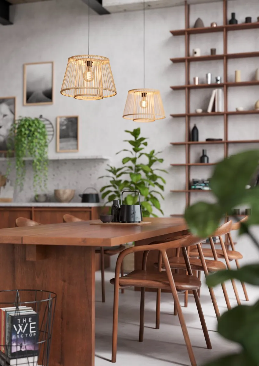 Eglo Hykeham Hanglamp E27 - Ø38cm - Zwart/Bruin