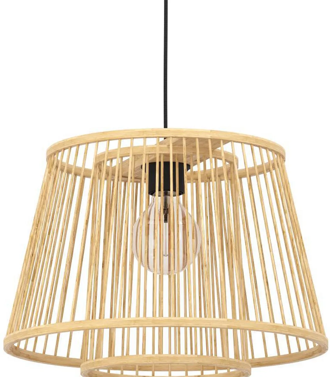 Eglo Hykeham Hanglamp E27 - Ø38cm - Zwart/Bruin - afbeelding 6 van 6