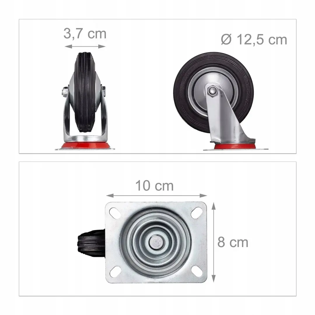 Vortech Zwenkwielen Set 4 Stuks - Ø125mm - 400kg - Zwart