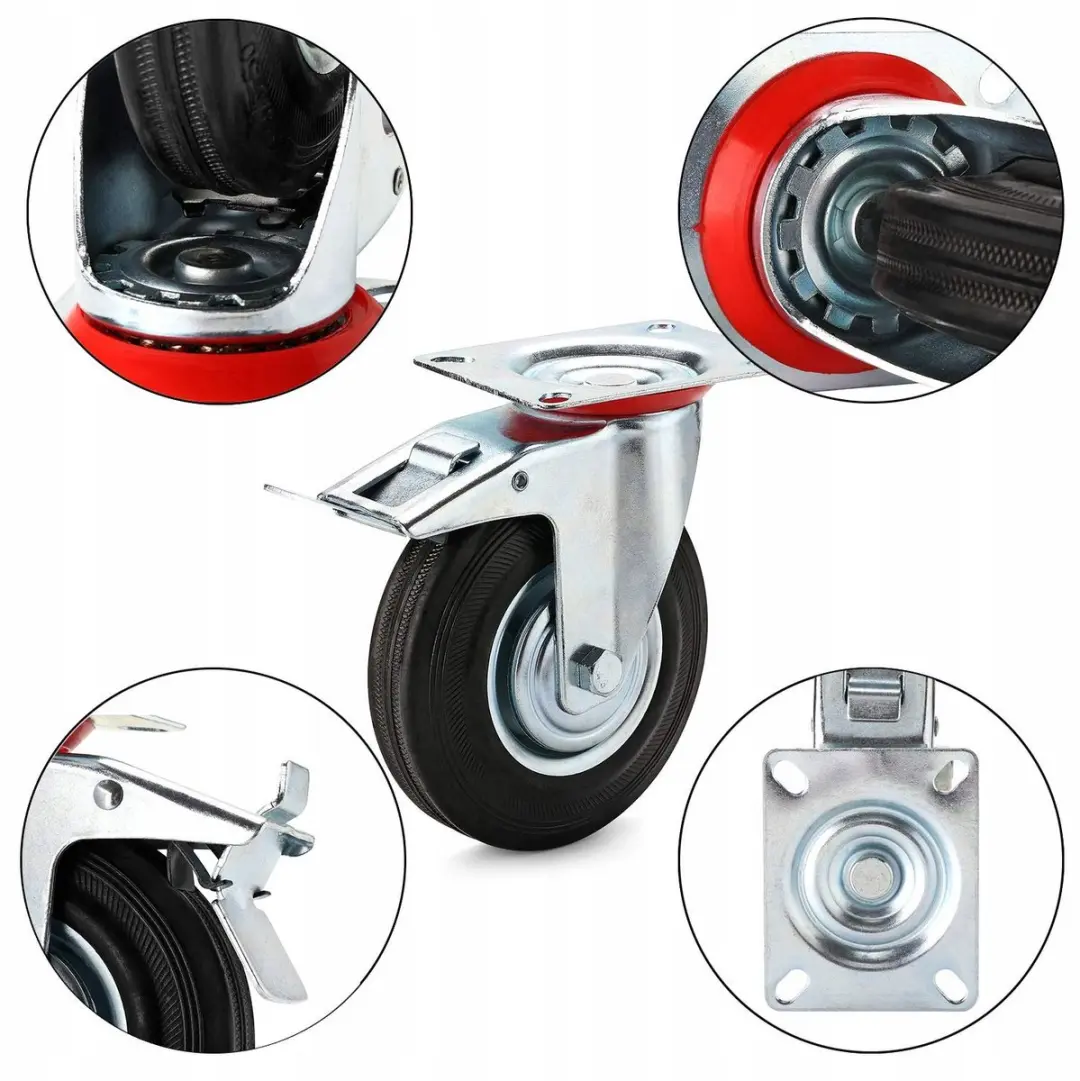 Vortech Zwenkwielen Set 4 Stuks - Ø125mm - 400kg - Zwart
