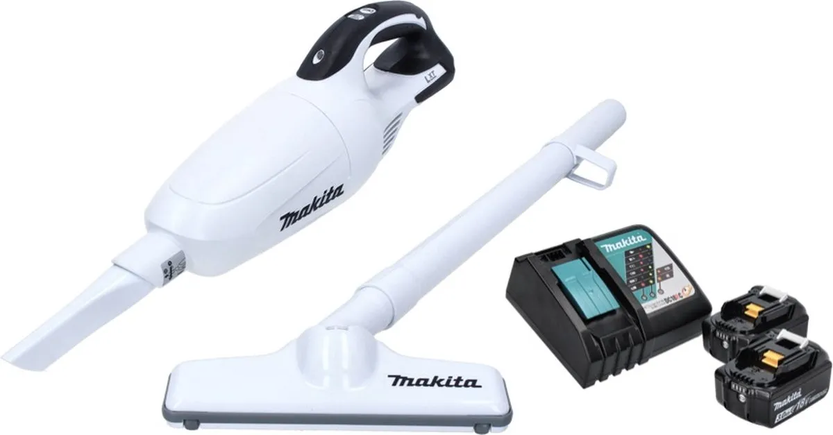 Makita DCL 181 FRFW Stofzuiger Wit - 2x 3.0Ah Accu