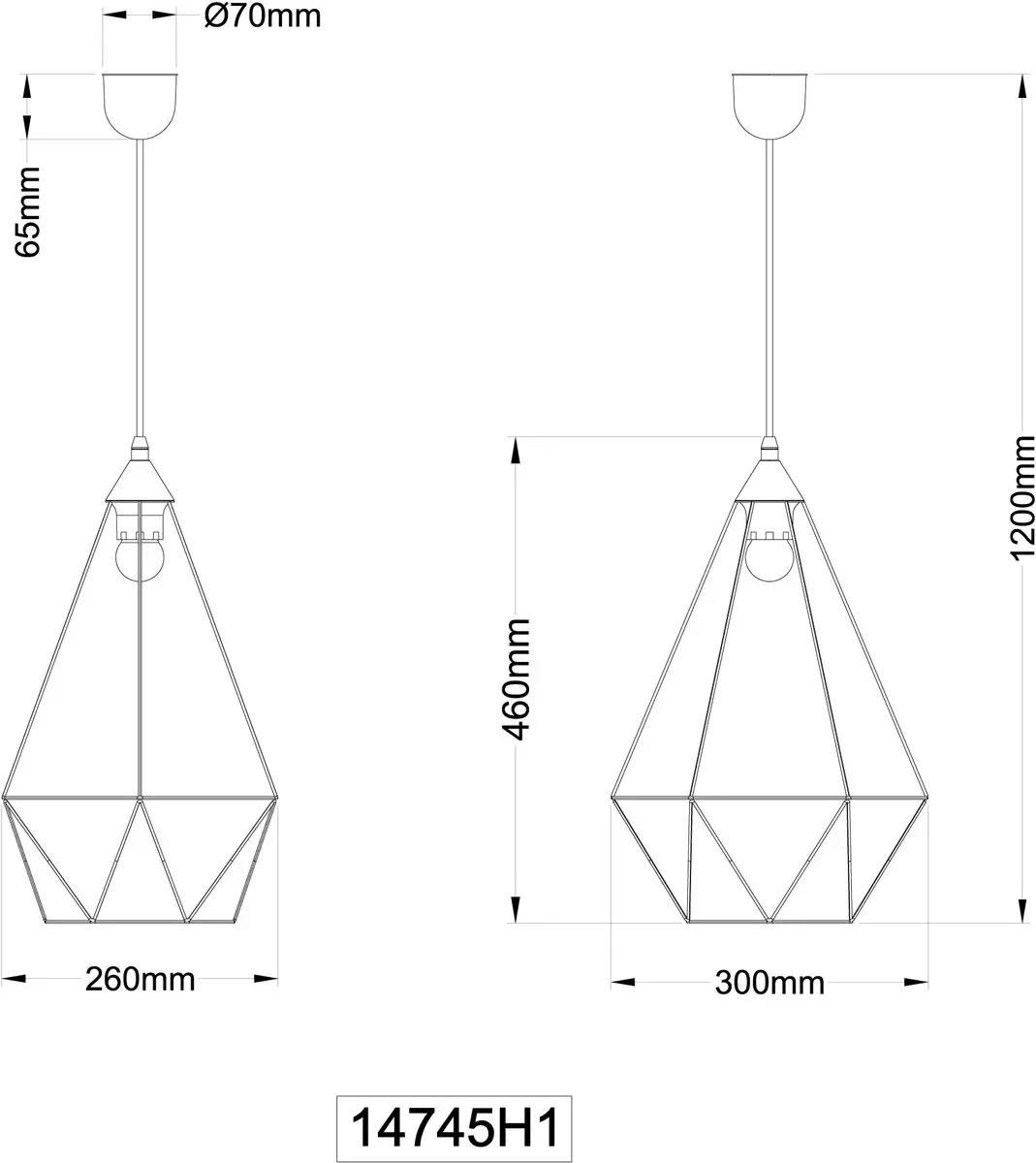 Globo Hanglamp E27 30cm - 1 Lichtpunt - Zwart - afbeelding 6 van 6