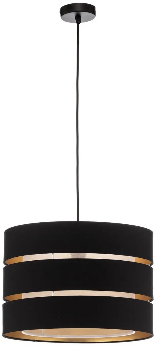 Lindby Hanglamp Stof Metaal 1 Licht E27 - Zwart/Goud
