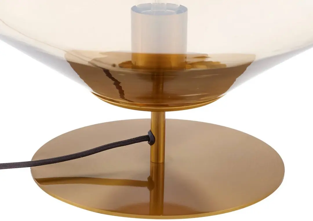 Lindby Tafellamp Glas 1 Licht E27 - 35cm - Amber/Messing