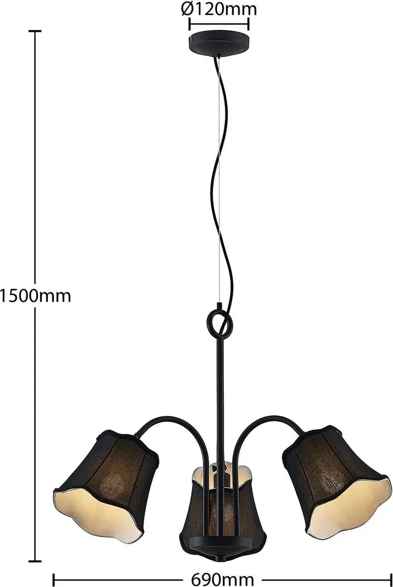 Lucande Hanglamp 3-Lichts - Zwart