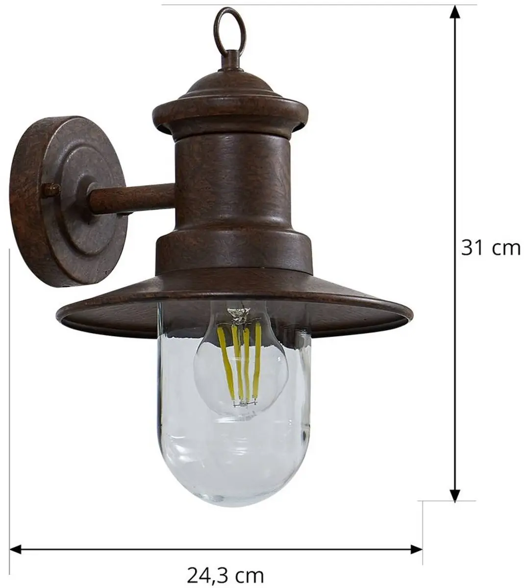 Lindby Wandlamp Buiten Roestkleurig - Staal/Glas - E27