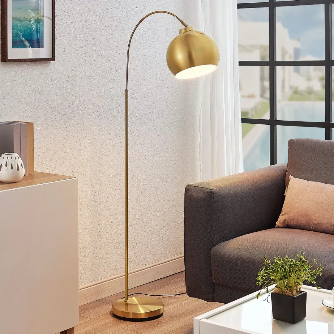 Lindby Vloerlamp 1 Licht E27 Mat Messing