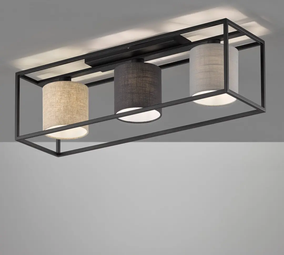 Fischer & Honsel Isko Plafondlamp 3x E14 - Zwart Metaal