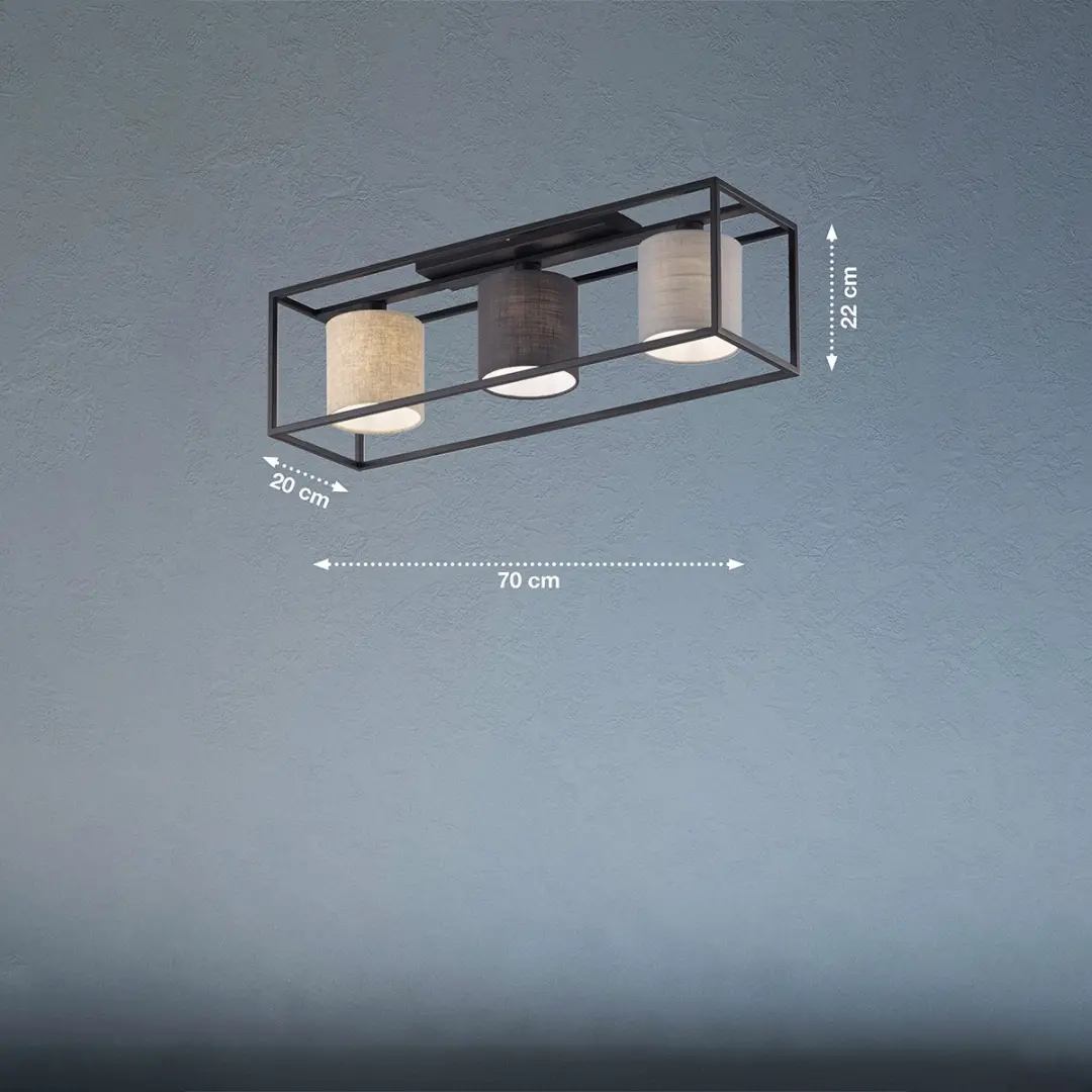 Fischer & Honsel Isko Plafondlamp 3x E14 - Zwart Metaal