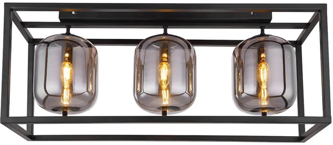 Globo Plafondlamp 3 Vlammen Rookkleurig Glas