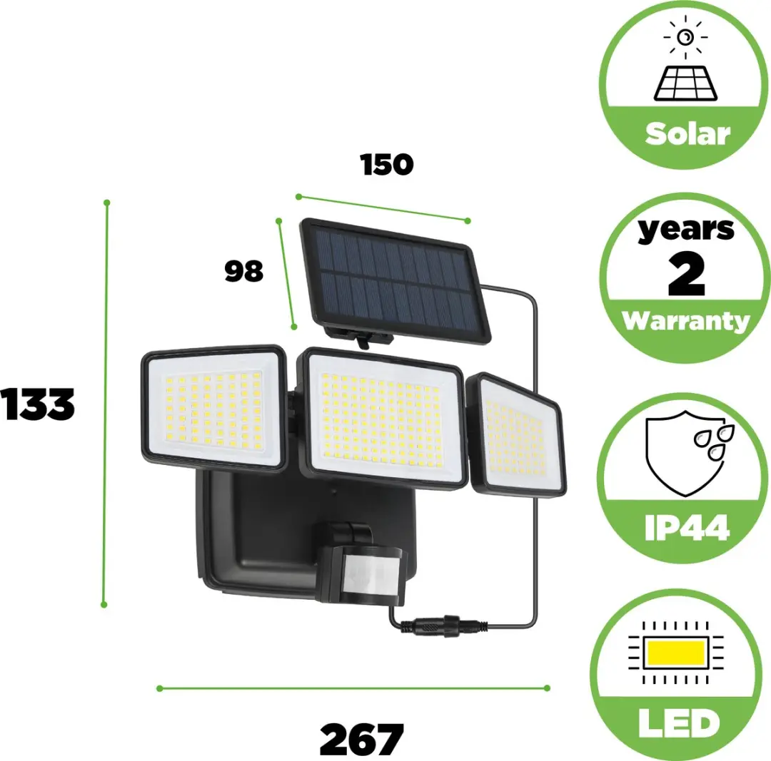 LUTEC Solis LED Zonne Wandlamp 700lm 7000K - Zwart