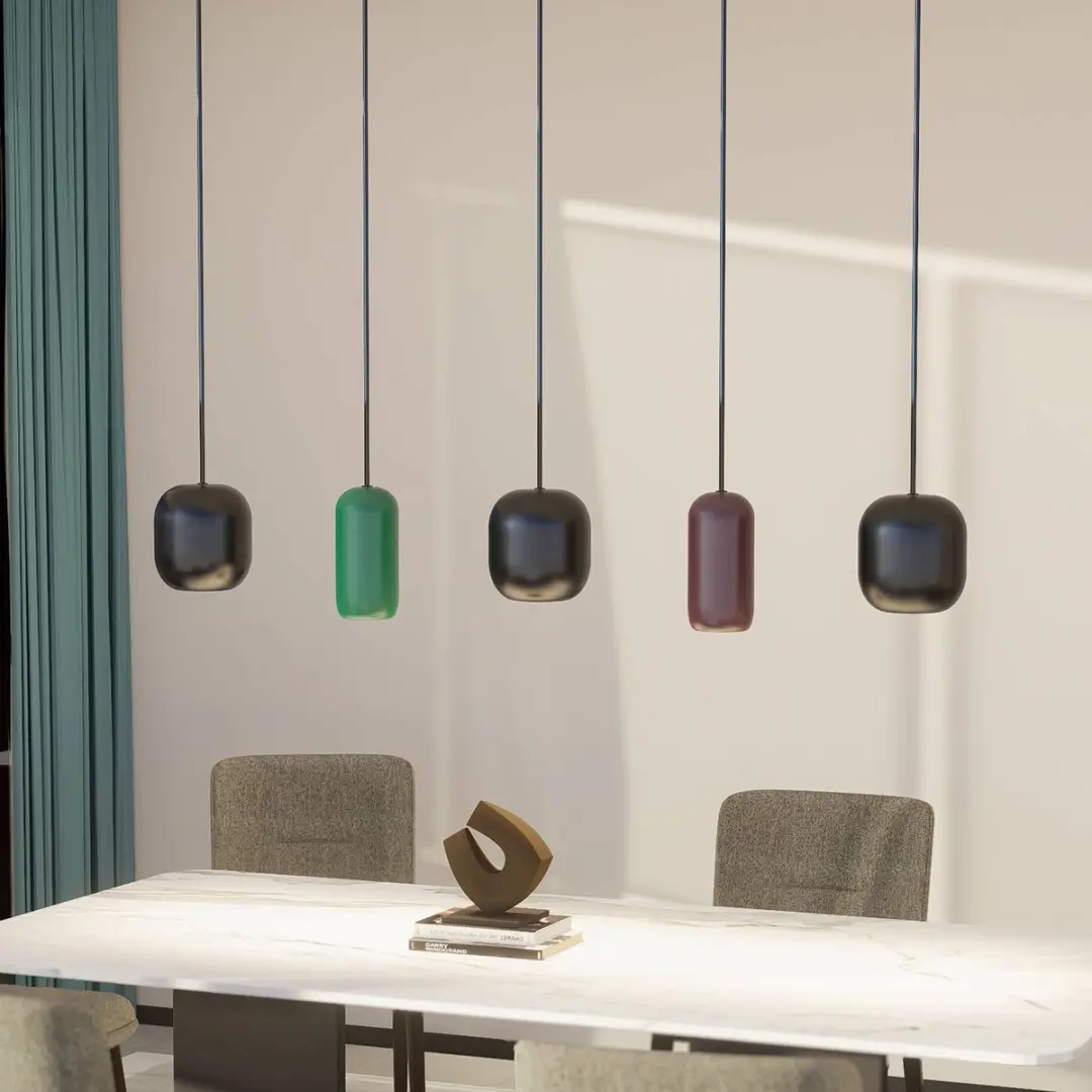 Lucande Hanglamp 5-Lichts GU10 - Zwart/Darkgroen/Bruin
