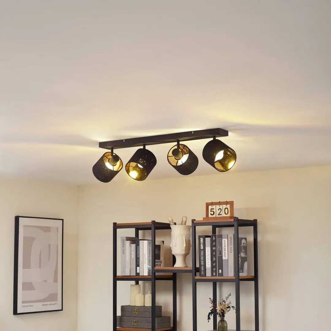 Lindby Plafondlamp 4 Lichtpunten E14 - Zwart/Goud