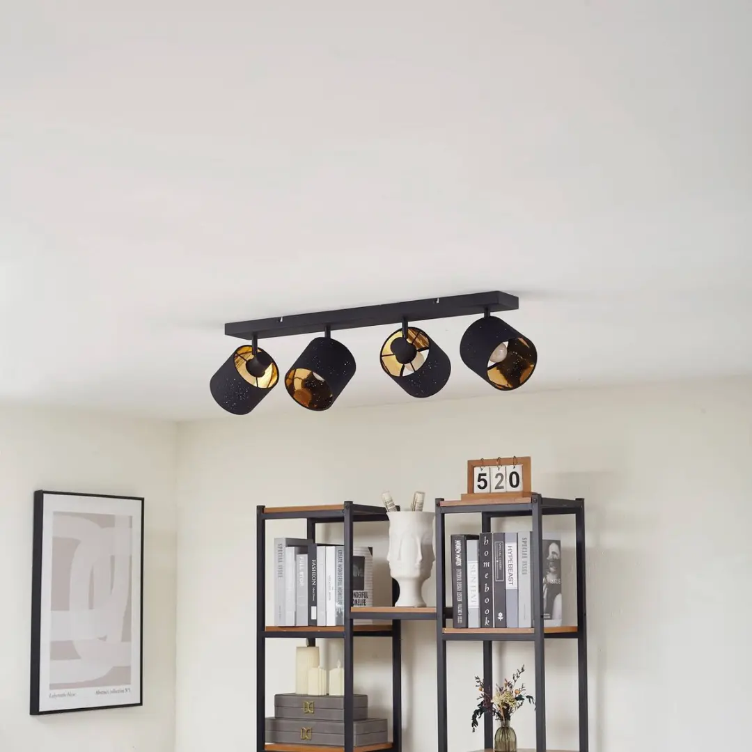 Lindby Plafondlamp 4 Lichtpunten E14 - Zwart/Goud
