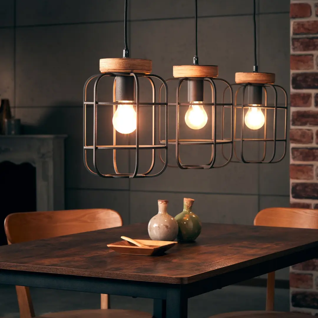 Brilliant Gwen Hanglamp E27 - 3x40W Zwart/Hout