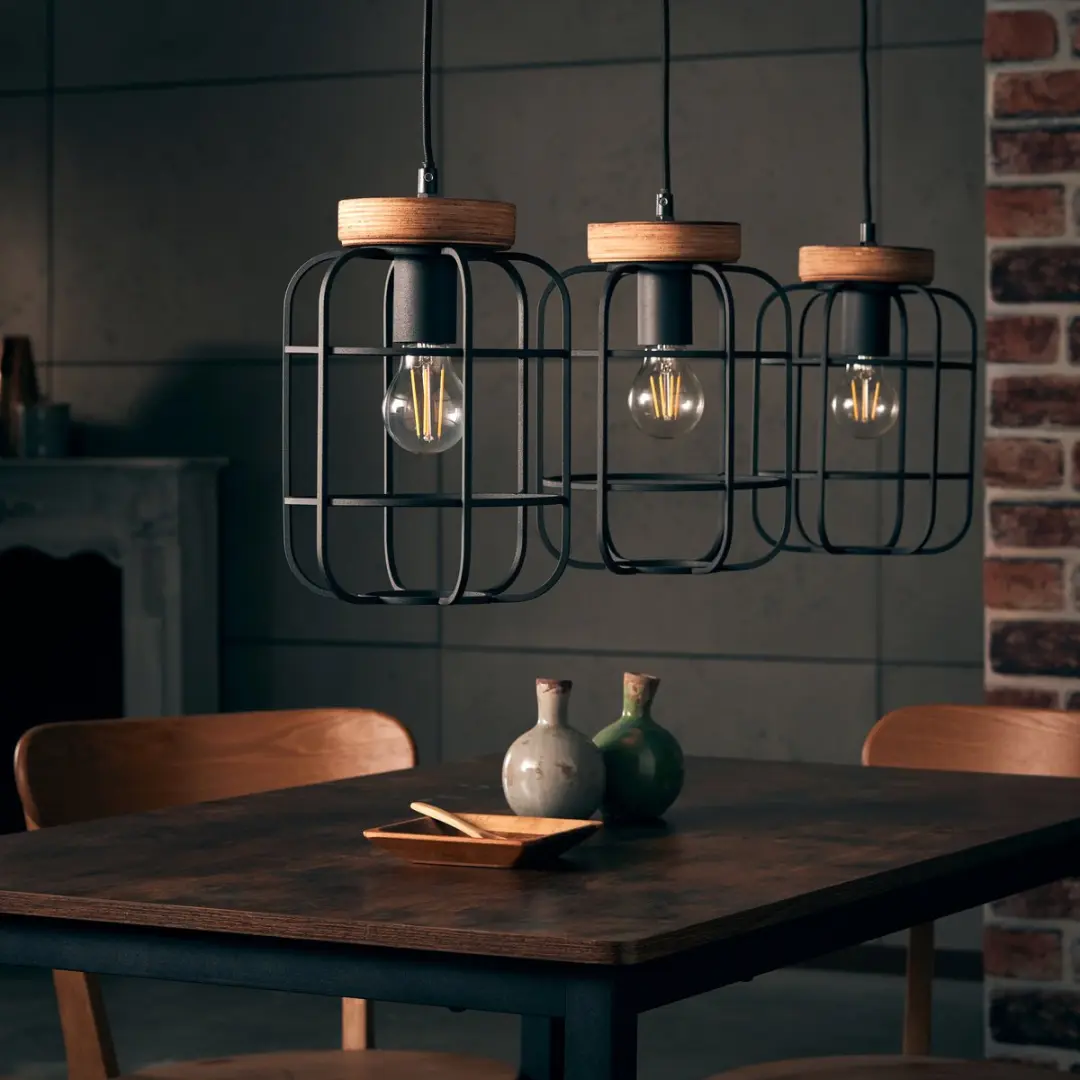 Brilliant Gwen Hanglamp E27 - 3x40W Zwart/Hout