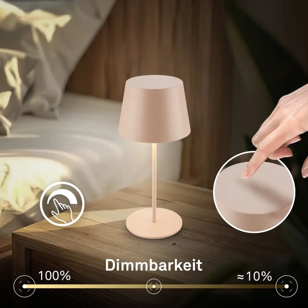 Briloner Nivo Oplaadbare Tafellamp - Warm Wit 2700K - Beige
