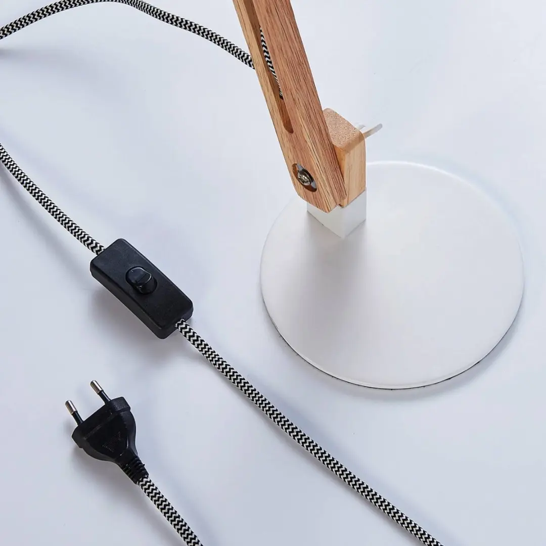 Lindby Bureaulamp Shivanja+ - 15W - H46cm - Wit/Essenhout