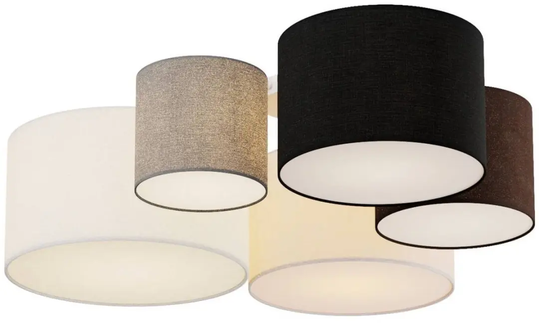 Lindby Plafondlamp 5-Lichts - Ø93cm - Grijs/Bruin/Zwart/Beige/Wit