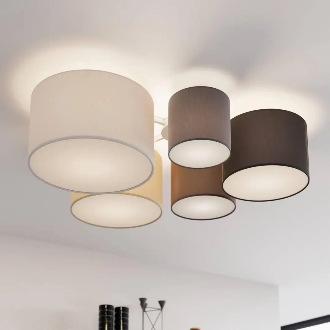 Lindby Plafondlamp 5-Lichts - Ø93cm - Grijs/Bruin/Zwart/Beige/Wit