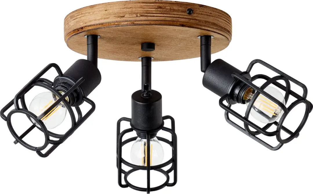 Brilliant Gwen Plafondspot E14 - 3x28W - Hout/Zwart