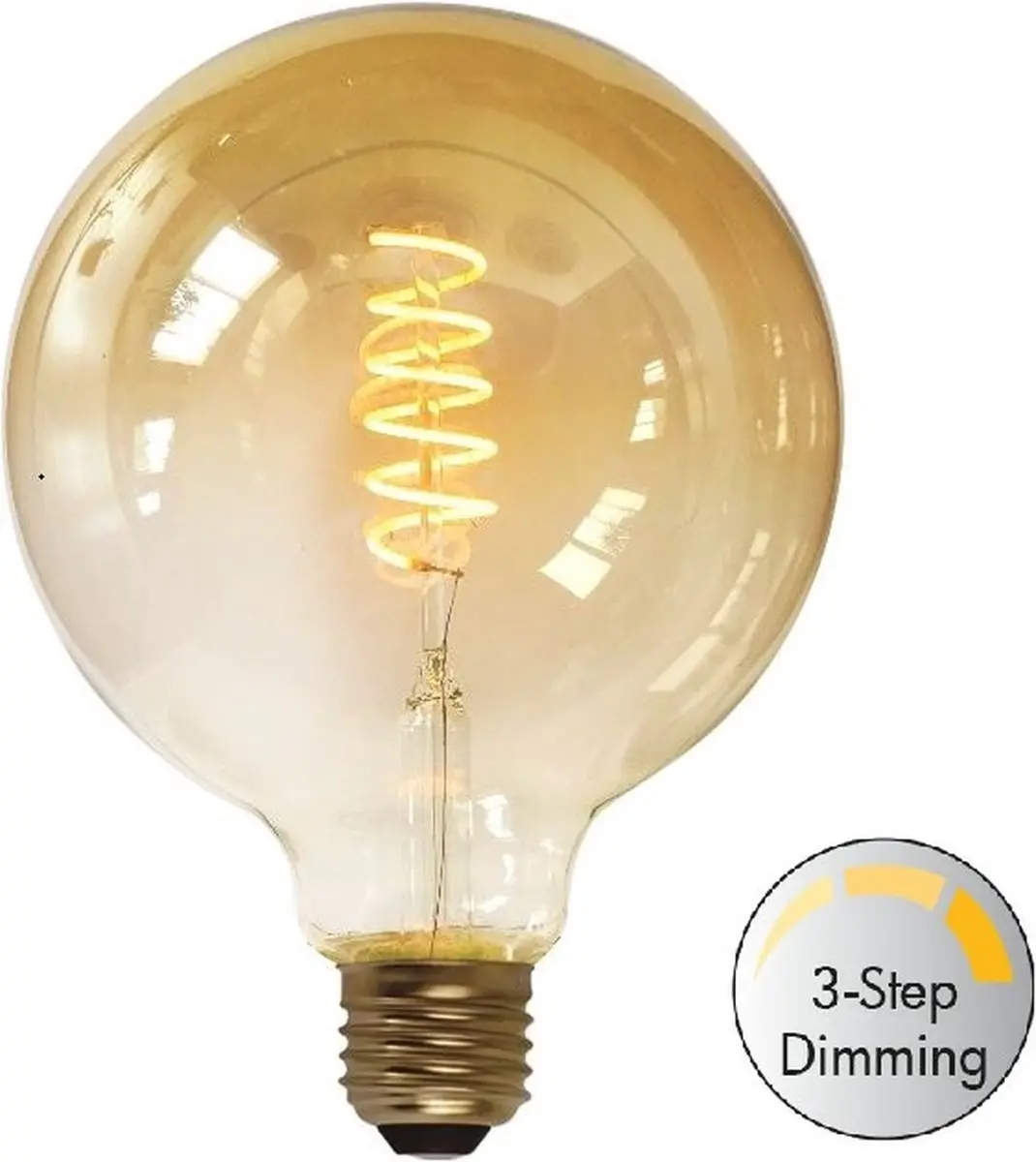 Freelight Globe E27 7W LED - Goud 125mm - 3-Step Dimmer