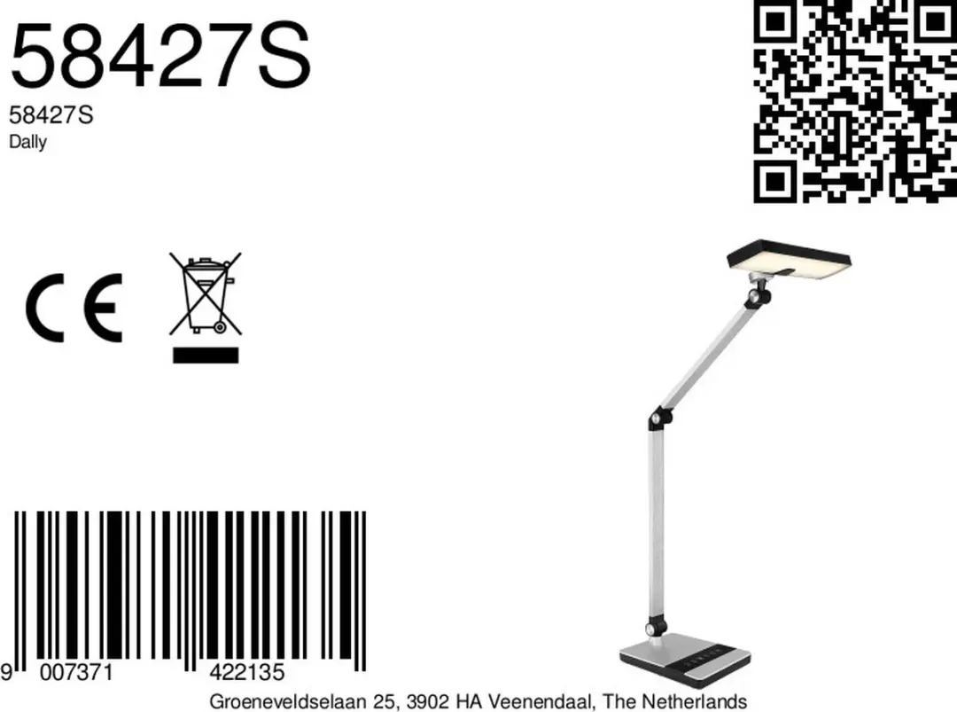 Globo Dally LED Tafellamp - Staal - Instelbare Kleurtemperatuur