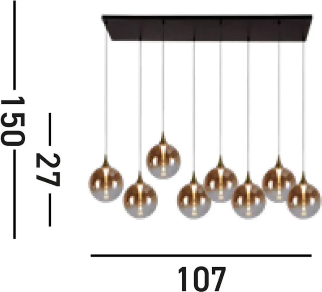 Searchlight Alchemy 1 LED Hanglamp - 3000K - Amber/Goud/Zwart