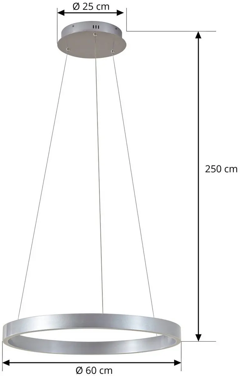 Lucande Hanglamp Metaal 60cm - 1 Lichtpunt 55W - Aluminium/Wit