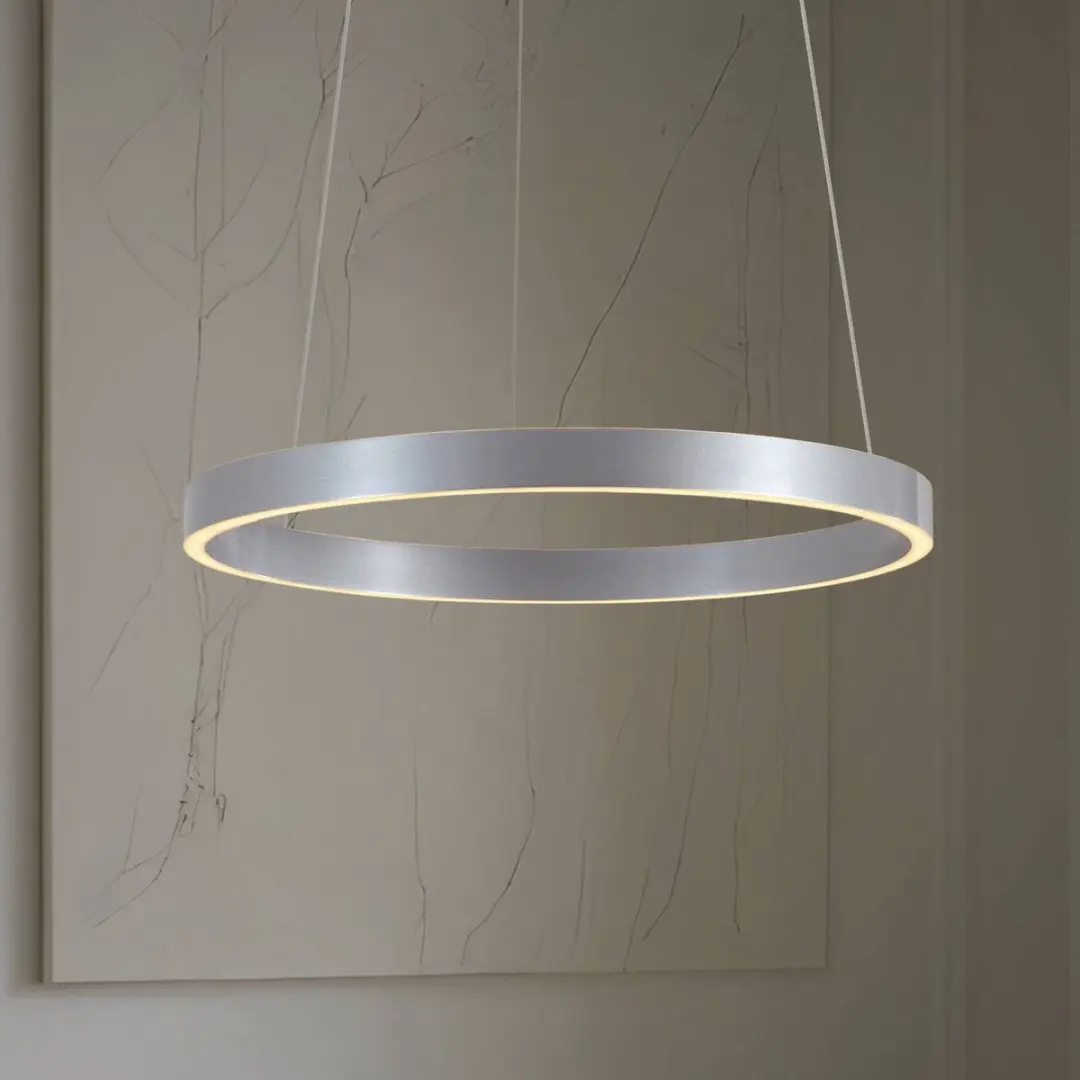 Lucande Hanglamp Metaal 60cm - 1 Lichtpunt 55W - Aluminium/Wit