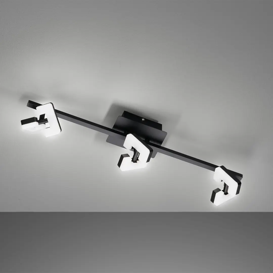 Fischer & Honsel Ray Plafondlamp 3-licht 14W 3000K - Zwart/Wit